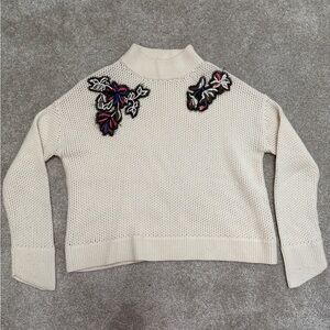 Tanya Taylor - Cashmere Blend Mock neck Sweater w Appliqués- size Small - EUC